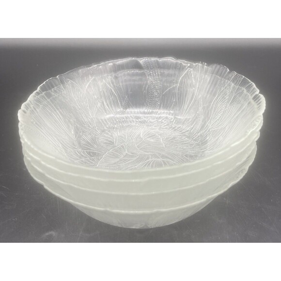 VTG Arcoroc SPRING BOUQUET Floral Glass Bowl 6.25” Set Of 4 EUC - Picture 6 of 6